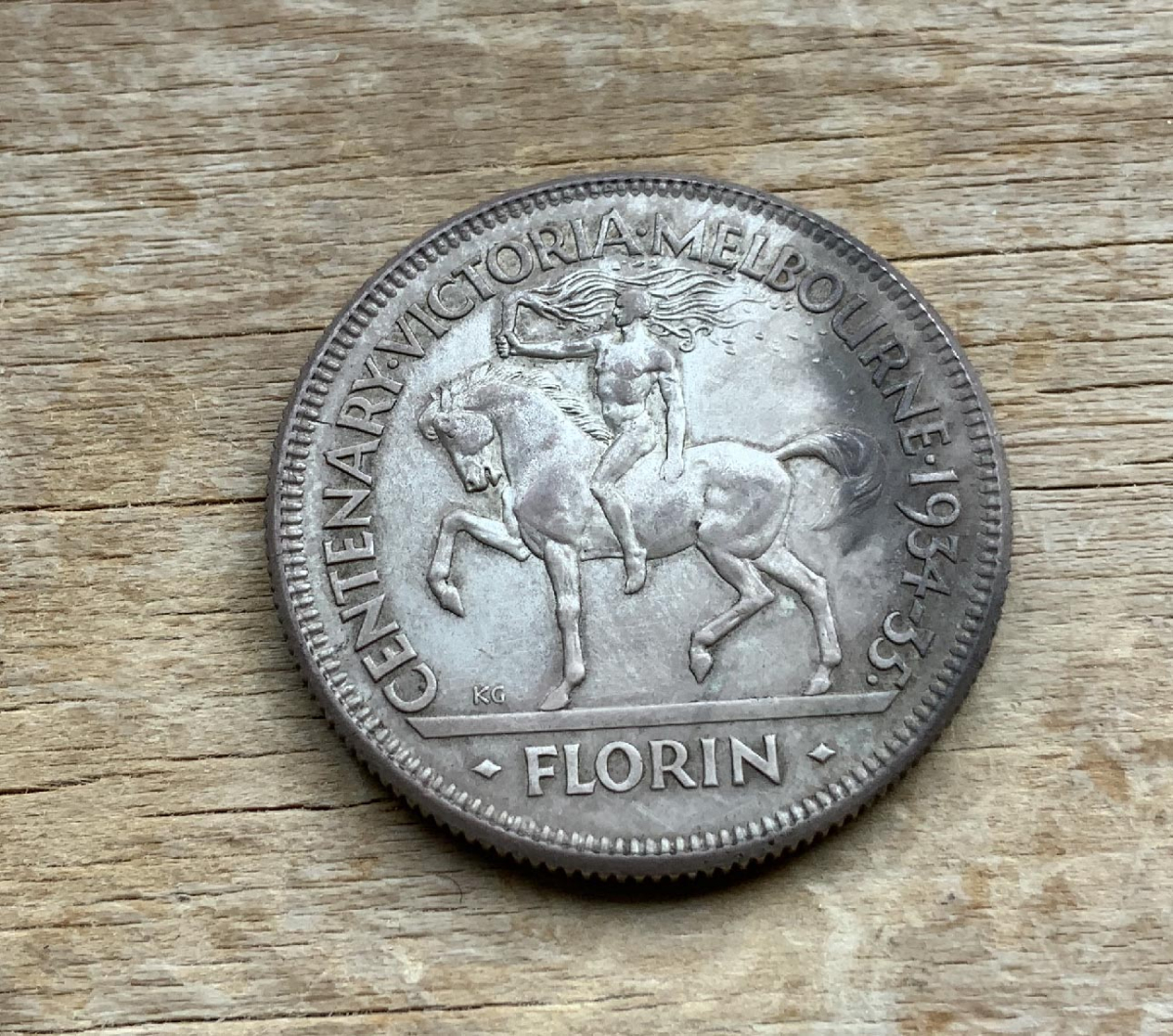 Rare 1934 Australian Florin coin XF-UNC C333